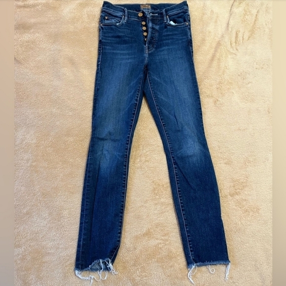 MOTHER Denim - MOTHER The Stunner Ankle Fray Jean Womens Change is in the Air Dark Skinny